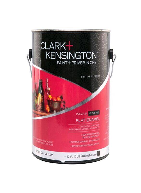 

Clark + Kensington Interior Flat Enamel Paint and Primer, Ultra White, 3785ml