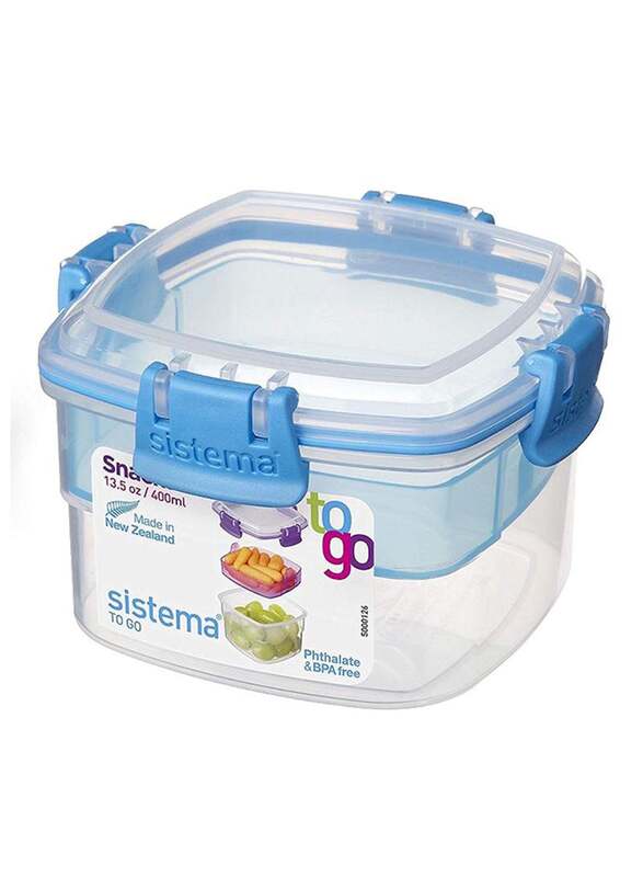 Sistema Snack to Go Clip Food Container, 400ml, Blue