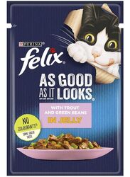Purina Felix As Good As It Looks With Trout & Green Bean In Jelly Wet Cat Food, 85g