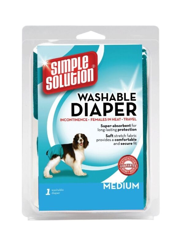 Simple Solution Washable Dog Diaper, Medium, Blue