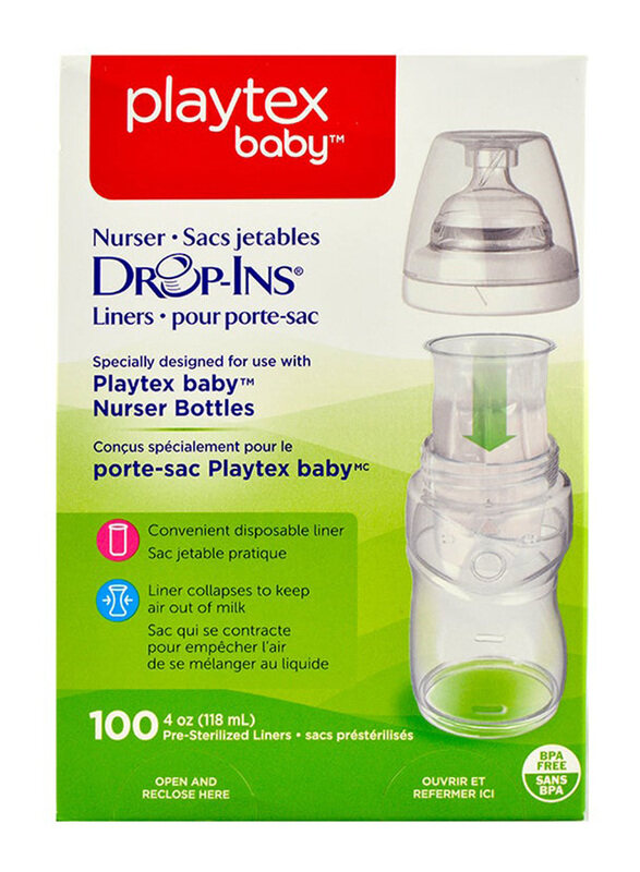 

Playtex Baby Nurser Drop-Ins Baby Bottle Disposable Liners, 100 Pieces, White