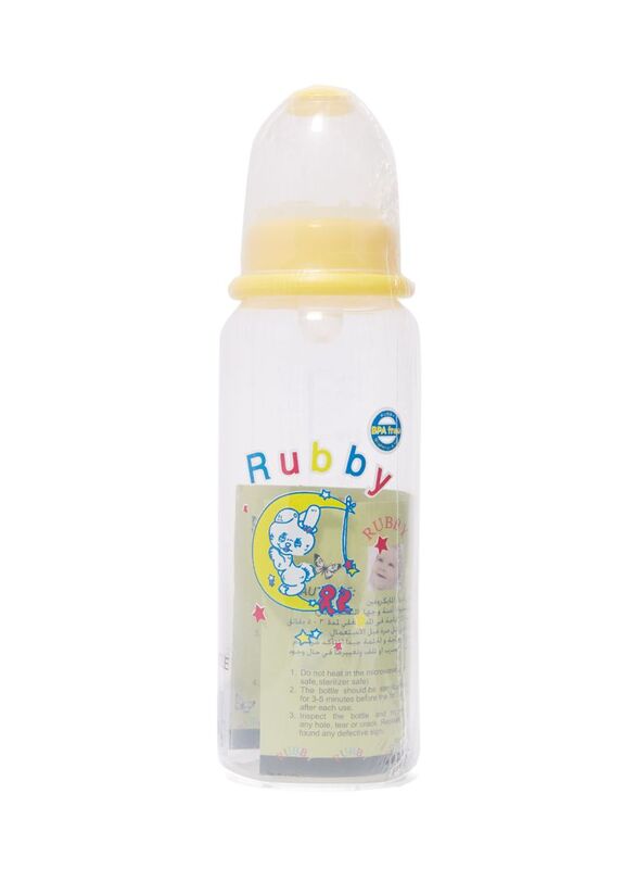 Rubby Printed Feeding Bottle, 250ml, Clear/Yellow