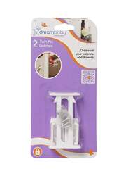 Dreambaby Twin Pin Drawer Latches, 3 Pieces, White