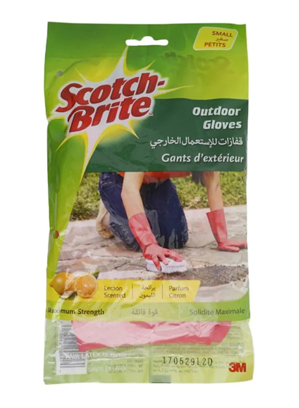 Scotch Brite Lemon Scented Outdoor Gloves, Small, 2 Pair, Pink