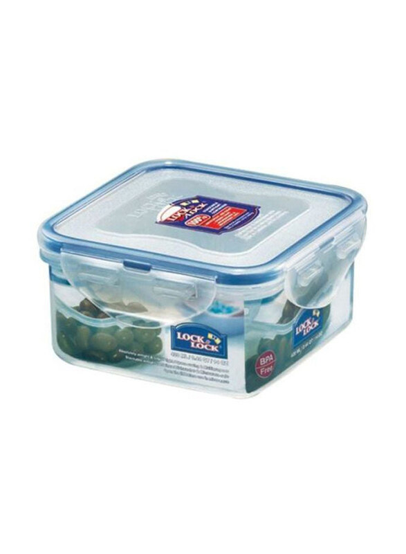 

Lock & Lock 420ml Square Shape Food Container, Clear/Blue