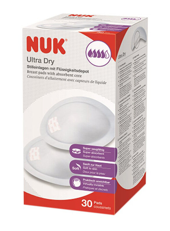 

Nuk Ultra Dry Comfort Cotton Breast Pad Set, 30 Pieces, White