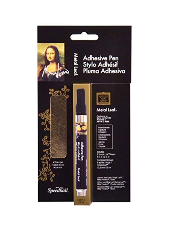 Speedball Mona Lisa Adhesive Pen and Simple Leaf Set, Gold