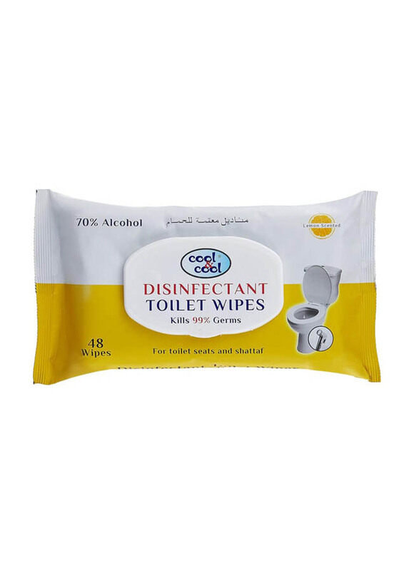

Cool & Cool Disinfectant Lemon Scented Toilet Wipes, 48 Piece