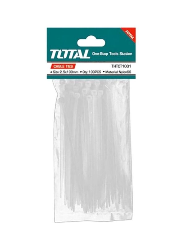 TOTAL 100 Pieces Cable Ties Set, White