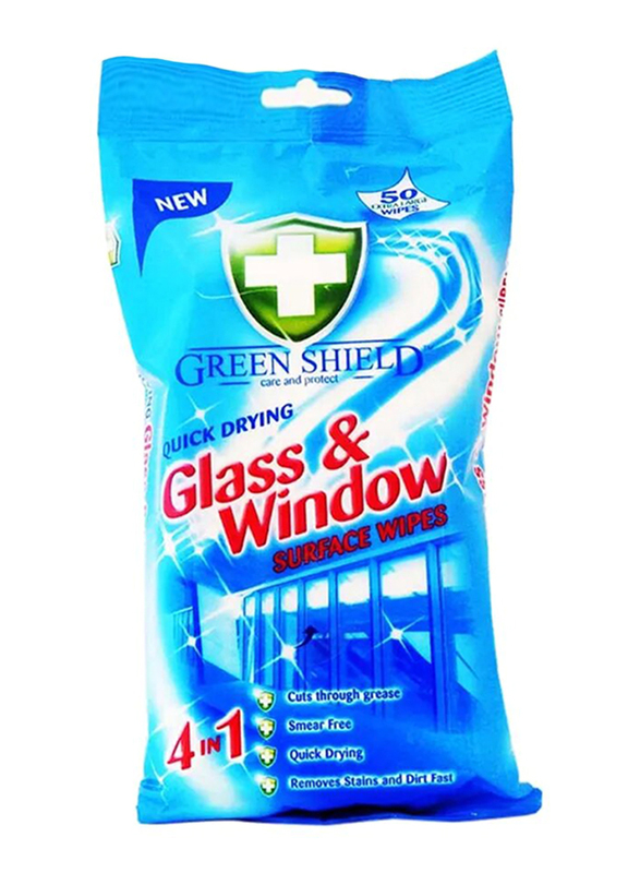 Green Sheild 4-in-1 Glass and Windows Surface Wipes, 50 Pieces