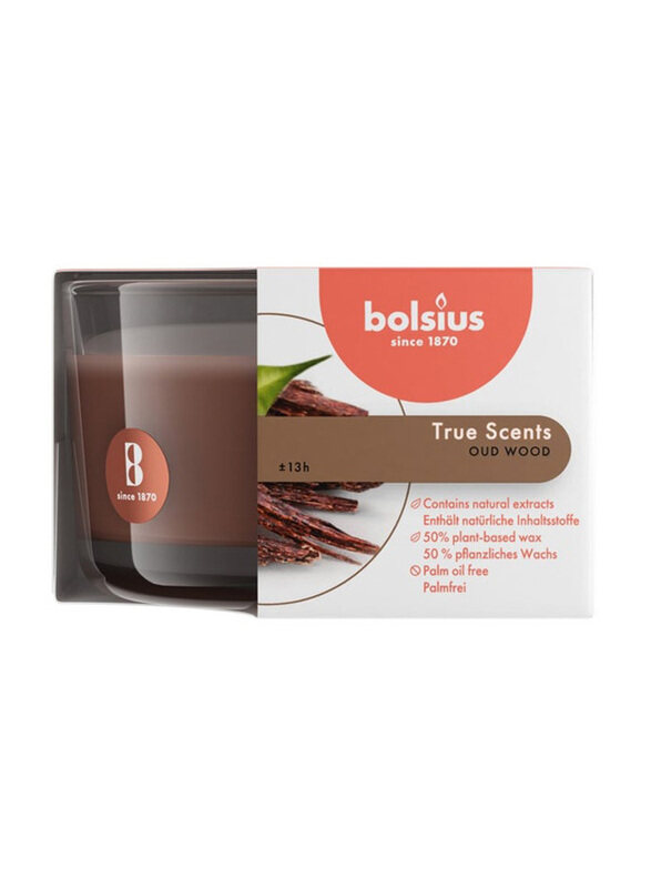 

Bolsius True Scents Oud Wood Candle In Glass, Clear/Red