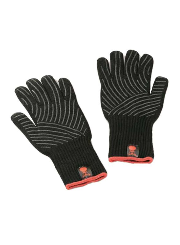 Weber Premium Grill Gloves, 2 Pieces, Black/Red