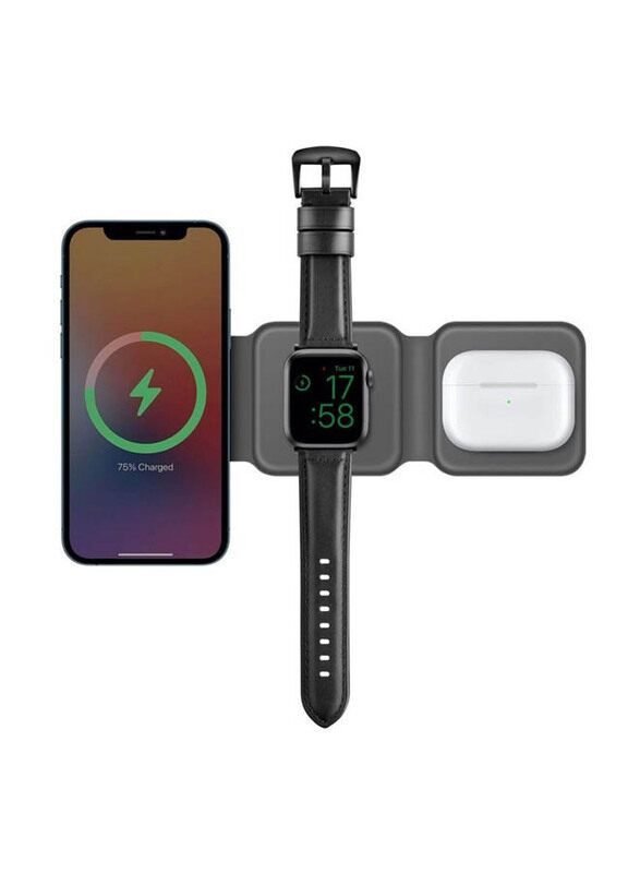 

Bazic Gomag Trio 3-In-1 Foldable Magnetic Wireless Charger, 15W, Grey