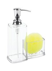 Inter Design Soap Dispenser with Sponge and Scrubby Caddy, 6.5 x 3 x 8-inch, Clear/Silver/Yellow