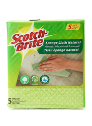 3M Scotch Brite Sponge Cloth, Naturals Green, 5 Pieces