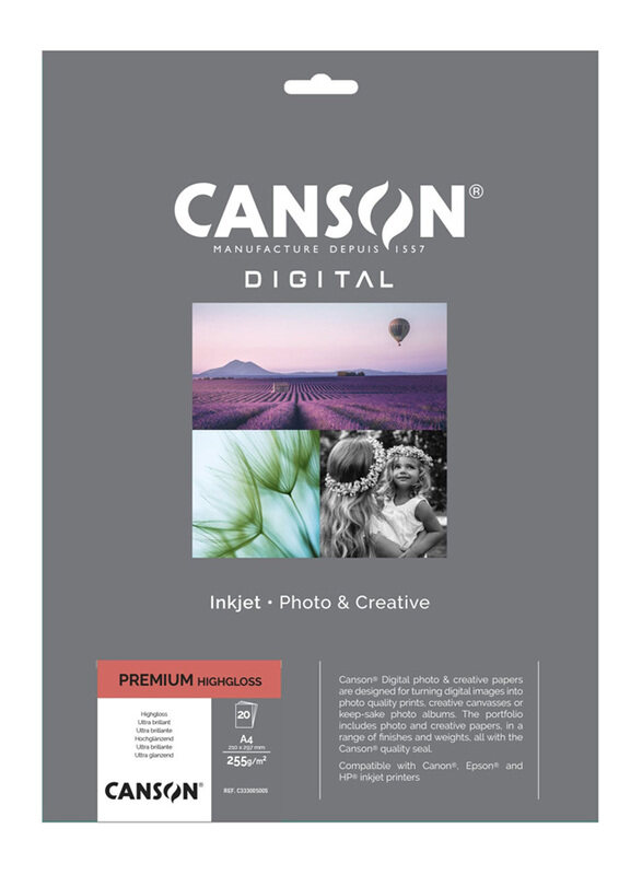 

Canson Digital Premium High Gloss, 20 Sheets, A4 Size, Multicolour