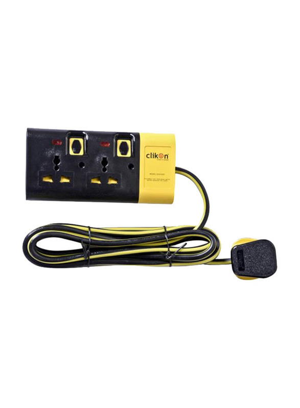 

Clikon 3-Meter 2-Way Extension Socket, Black/Yellow