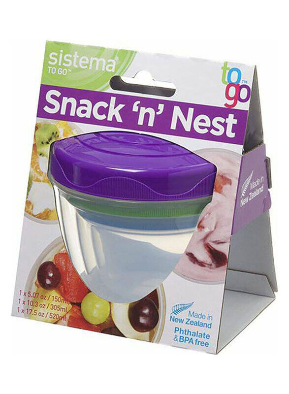 

Sistema Snack N Nest To Go Food Containers, 3 Piece, Multicolour