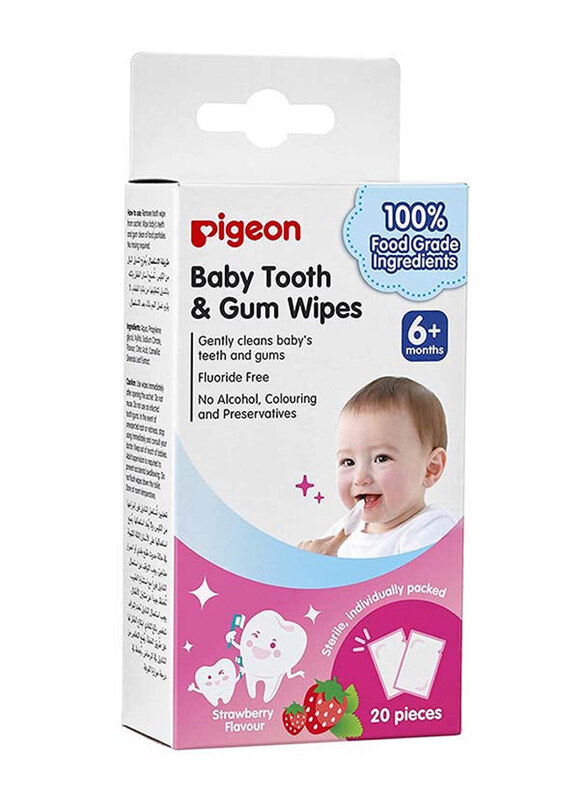 

Pigeon 20-Pieces Strawberry Baby Tooth & Gum Wipes, White