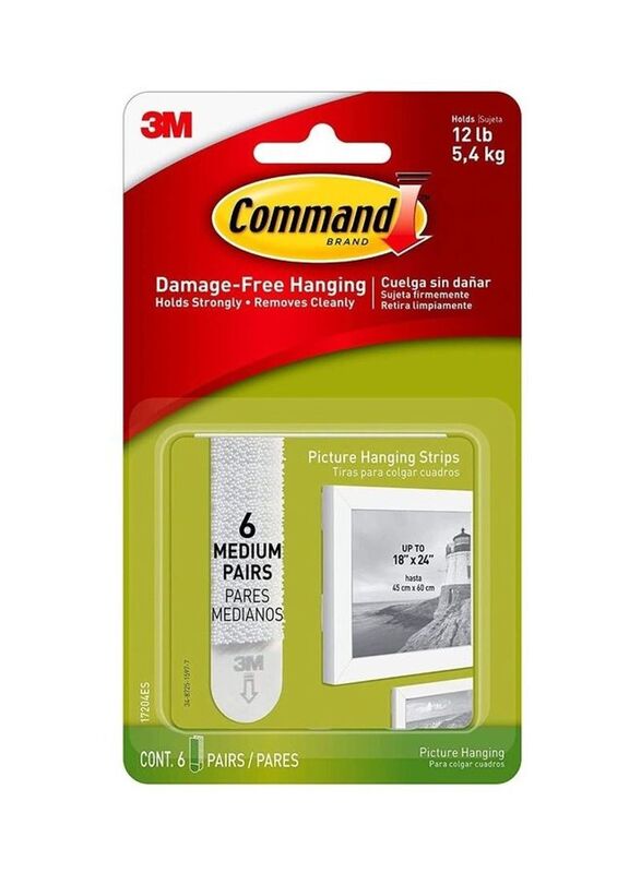 Command Picture Hanging Strips, 2.75 x 0.75inch, 6 Pair, White