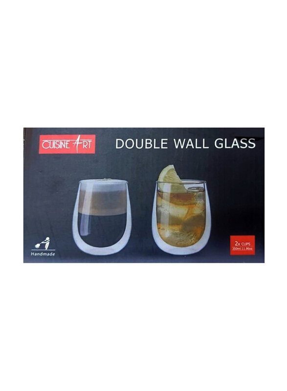 

Cuisine Art 350ml 2-Piece Double Wall Glass Cup, GC-335-350, Clear