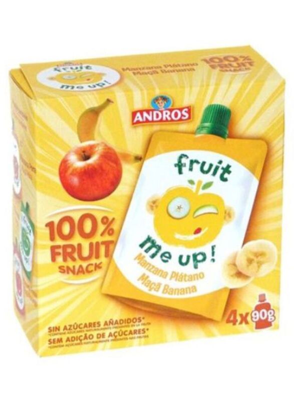 Andros Fruit Me Up Apple Banana Fruit Juice, 4 Pieces x 90g