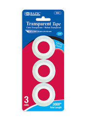Bazic 3-Piece Transparent Tape Refill, 19 x 25.4m, Multicolour