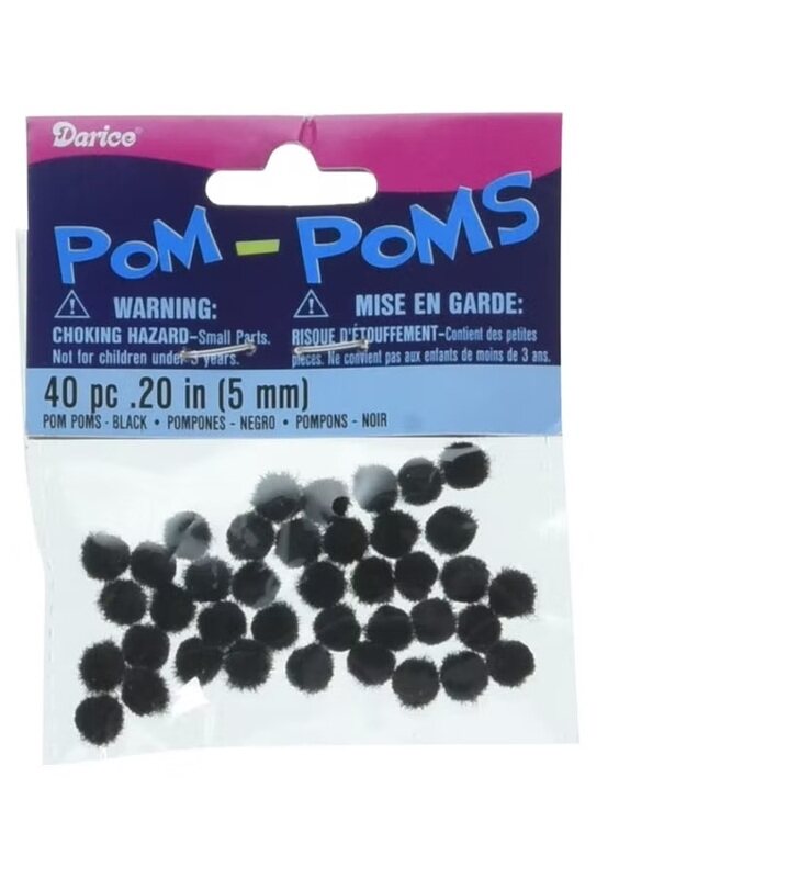 

Darice 40-Piece Acrylic Pom Poms, Black, 5 mm