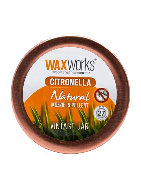 

Waxworks Citronella Vintage Jar Candle, Clear/White