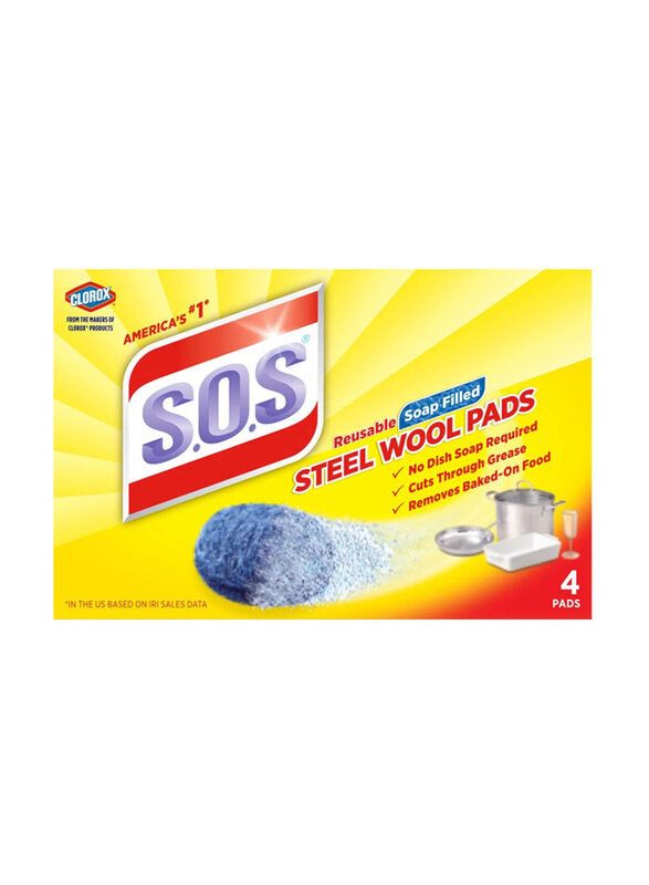 

Clorox S.O.S Steel Wool Scrub Pad, 4 Pieces