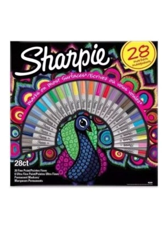 Sharpie Peacock Design Permanent Marker Set, 28 Piece, Multicolour