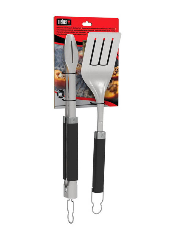 

Weber Precision Tongs And Spatula Set, Silver/Black