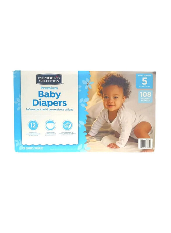 

Member's Selection Premium Baby Diapers, Size 5, 12+ kg, 108 Count