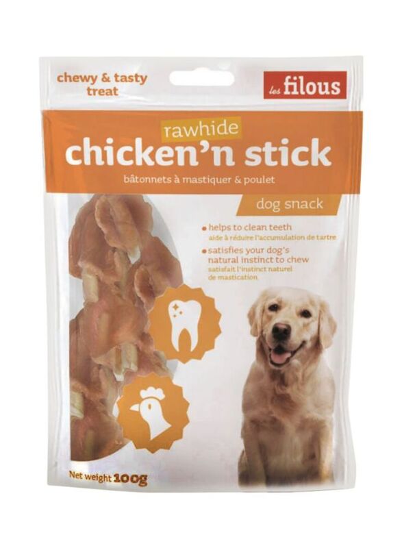 Les filous Raw Hide Chicken'n Stick Treat for Dogs, Brown, 100g