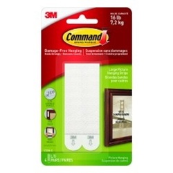 3M Command Large Picture Hanging Strips, 8 Piece, White