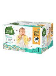 Seventh Generation Sensitive Skin Baby Diapers, 102 Diapers