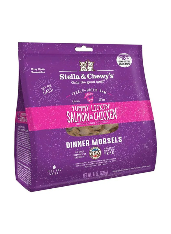 Stella & Chewys Freeze-Dried Raw Salmon & Chicken Dinner Morsels Dry Cat Food, 226 grams