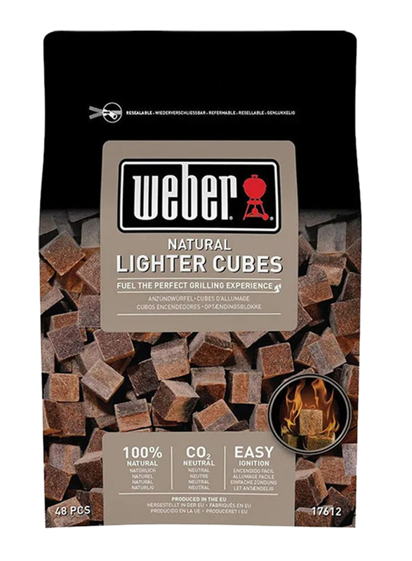 Weber Natural Lighter Cubes, 48-Pieces, Natural Brown
