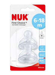 Nuk First Choice Anti Colic Bottle Teat Set, 2 Piece, Clear