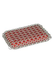 Lodge Silicone Chainmail Scrubbing Pad, Red/Silver