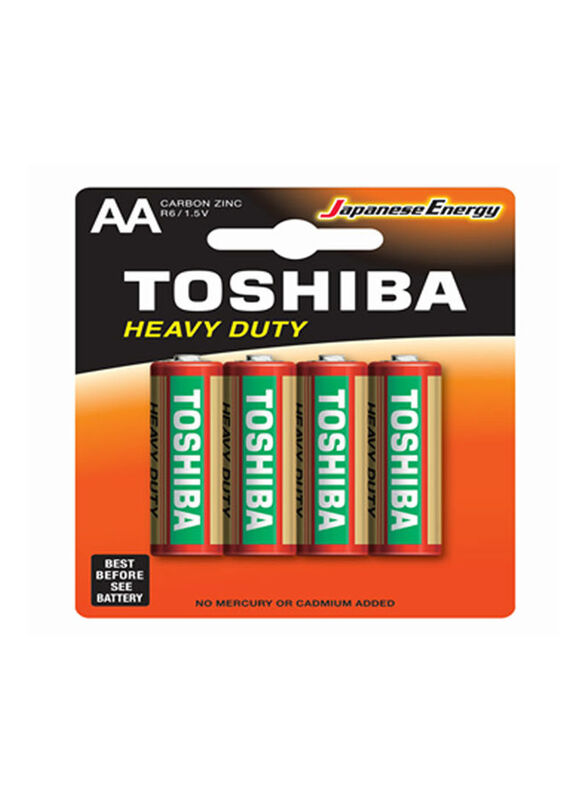 Toshiba Blister 4 Pilhas AA-lr06 Salinas Heavy Duty Batteries, Red