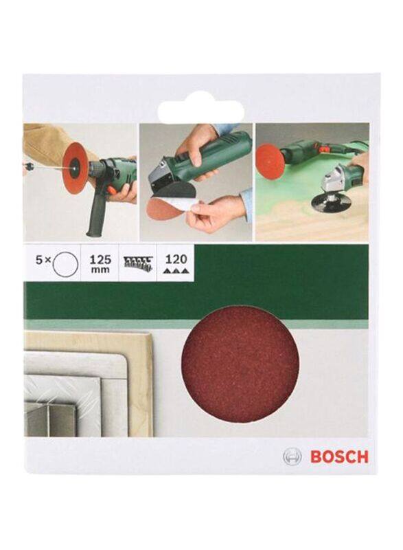 

Bosch 5-Piece G120 Angle Grinder Drill Sanding Sheet, 125mm, Maroon
