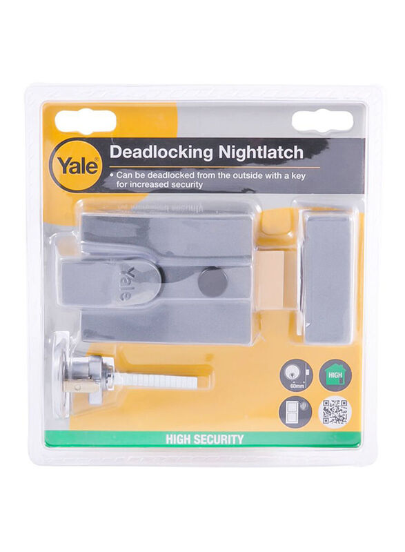 Yale Deadlocking Nightlatch with Key, Grey/Gold/Silver