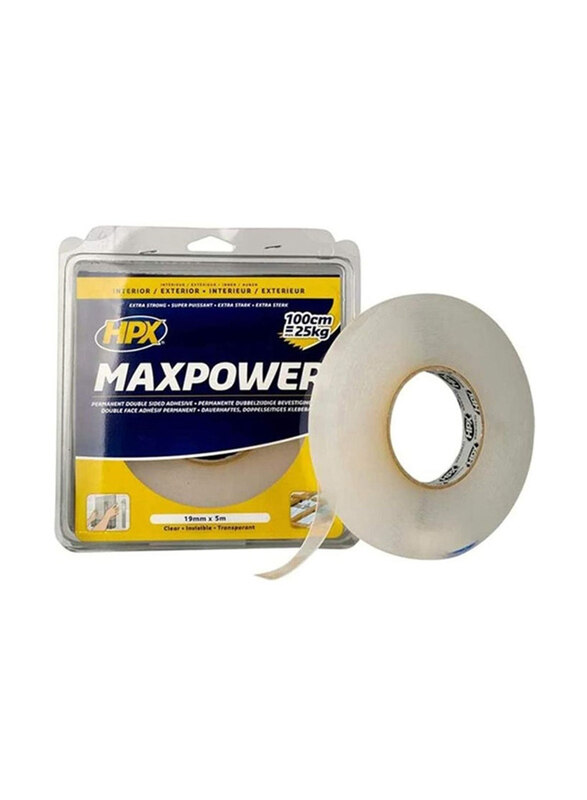 

Hpx Max Power Acrylic Outdoor Tape, 19mm x 5m, Clear