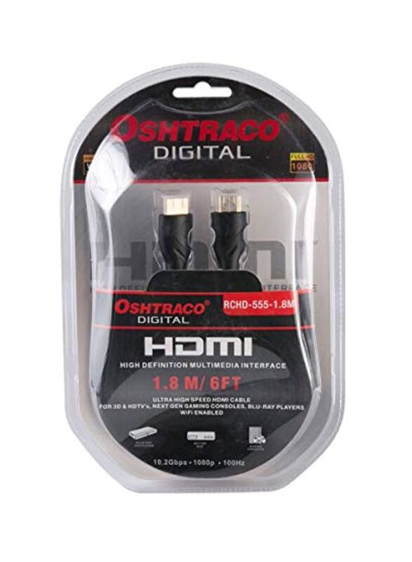 Oshtraco HDMI Cable, Black, 1.8 Meters