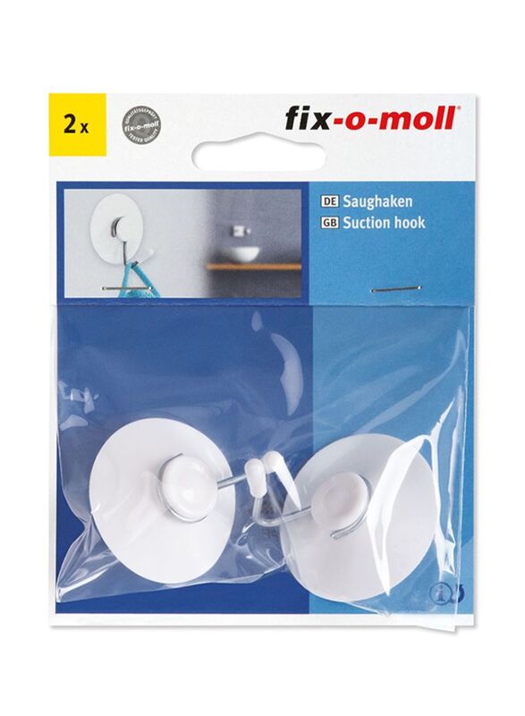 Fix-O-Moll Transparent Suction Hook, 2Piece, White