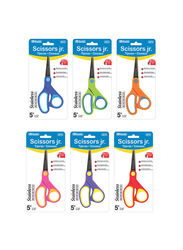 Bazic 5-inch Soft Grip Pointed Tip Stainless Steel Scissors, 6 Pieces, Multicolour