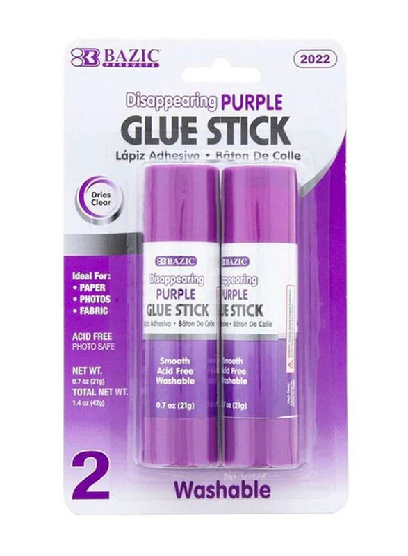 

Bazic Washable Disappearing Glue Stick, 2 Pieces, Purple