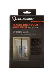 Rolling Dog Plastic Sheet Door with Zipper, Clear