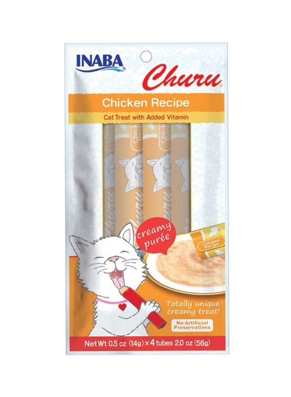 Inaba Churu Ciao Chicken Recipe Cat Wet Food, 4 Tubes, 56g